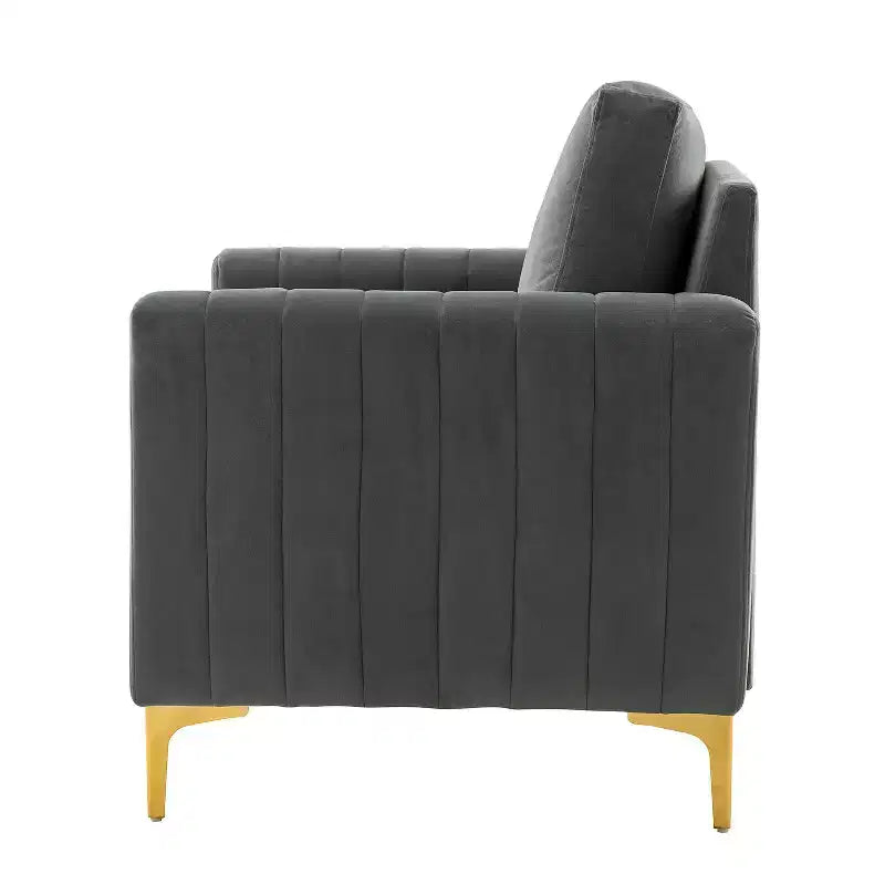Fauteuil club contemporain en bois capitonné avec pieds en métal