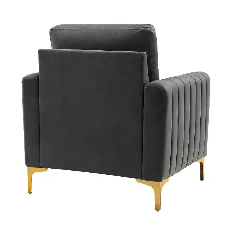 Fauteuil club contemporain en bois capitonné avec pieds en métal