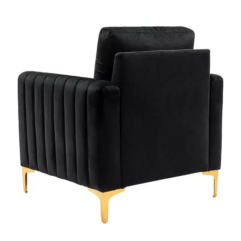Fauteuil club contemporain en bois capitonné avec pieds en métal