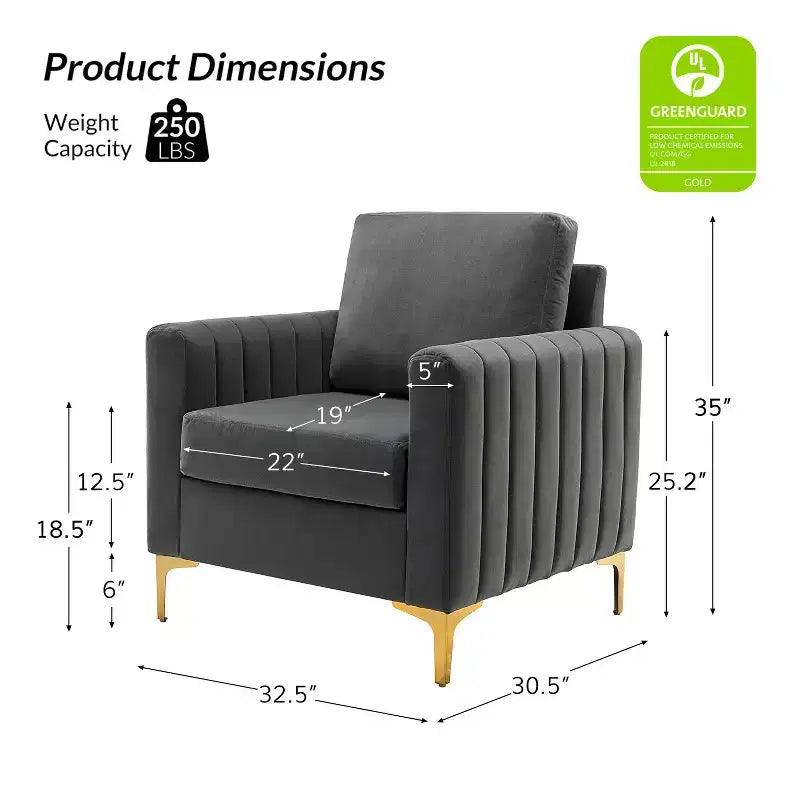 Fauteuil club contemporain en bois capitonné avec pieds en métal
