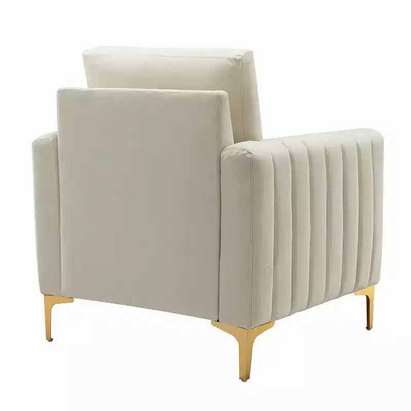 Fauteuil club contemporain en bois capitonné avec pieds en métal