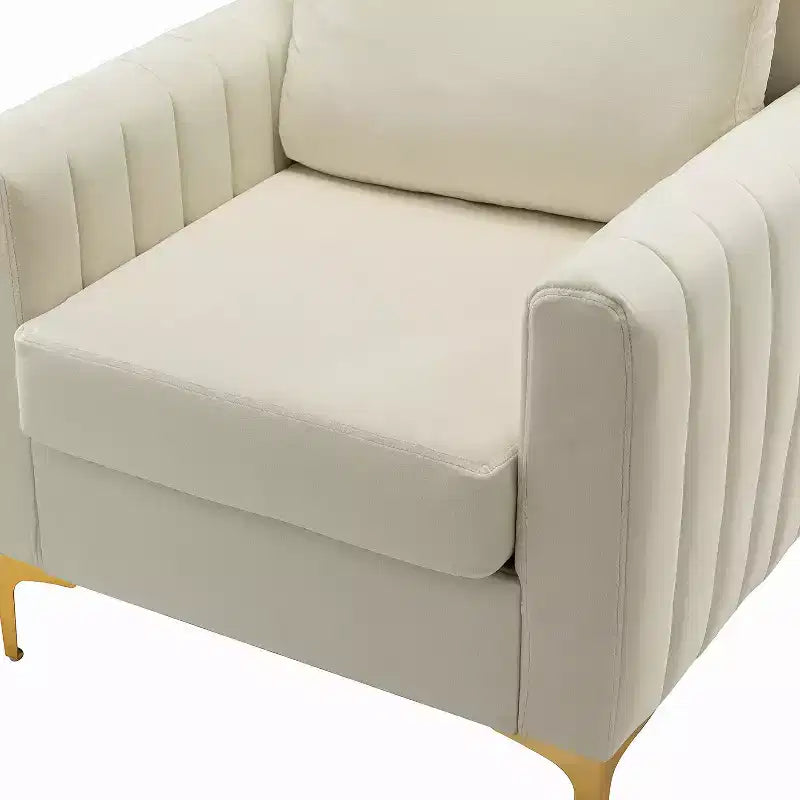 Fauteuil club contemporain en bois capitonné avec pieds en métal