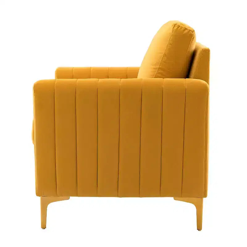 Fauteuil club contemporain en bois capitonné avec pieds en métal