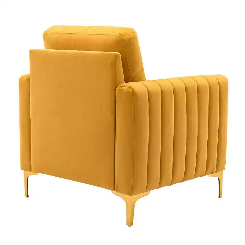 Fauteuil club contemporain en bois capitonné avec pieds en métal