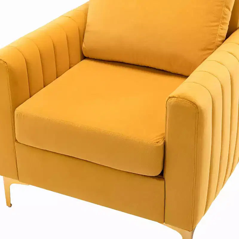 Fauteuil club contemporain en bois capitonné avec pieds en métal