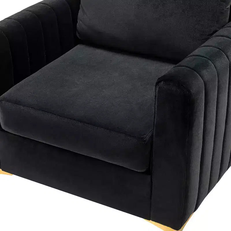 Fauteuil club contemporain en bois capitonné avec pieds en métal