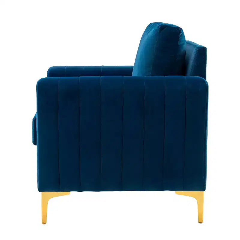 Fauteuil club contemporain en bois capitonné avec pieds en métal