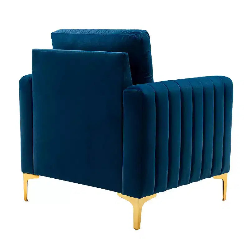Fauteuil club contemporain en bois capitonné avec pieds en métal