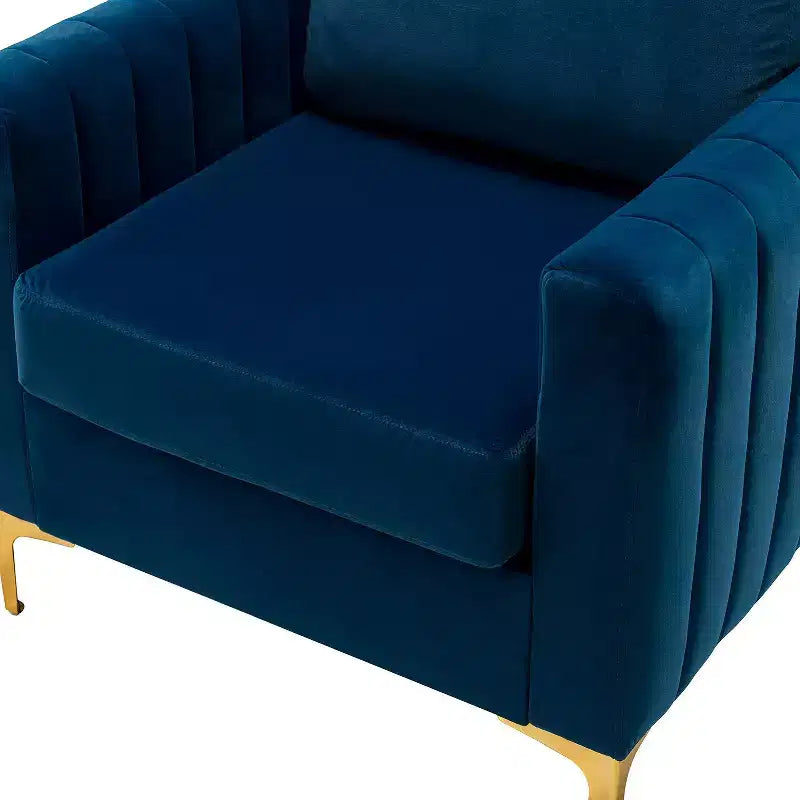 Fauteuil club contemporain en bois capitonné avec pieds en métal