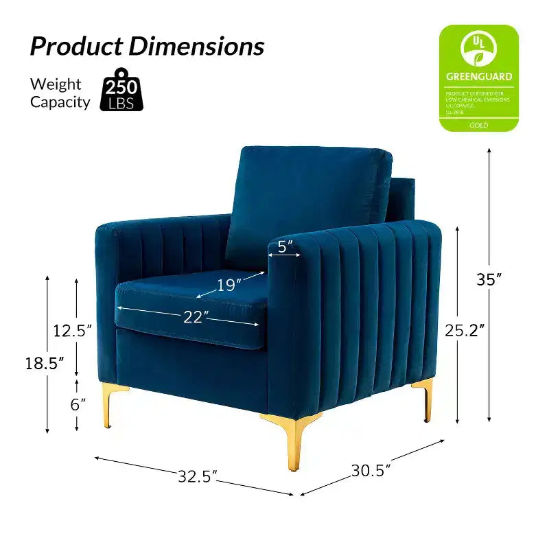 Fauteuil club contemporain en bois capitonné avec pieds en métal