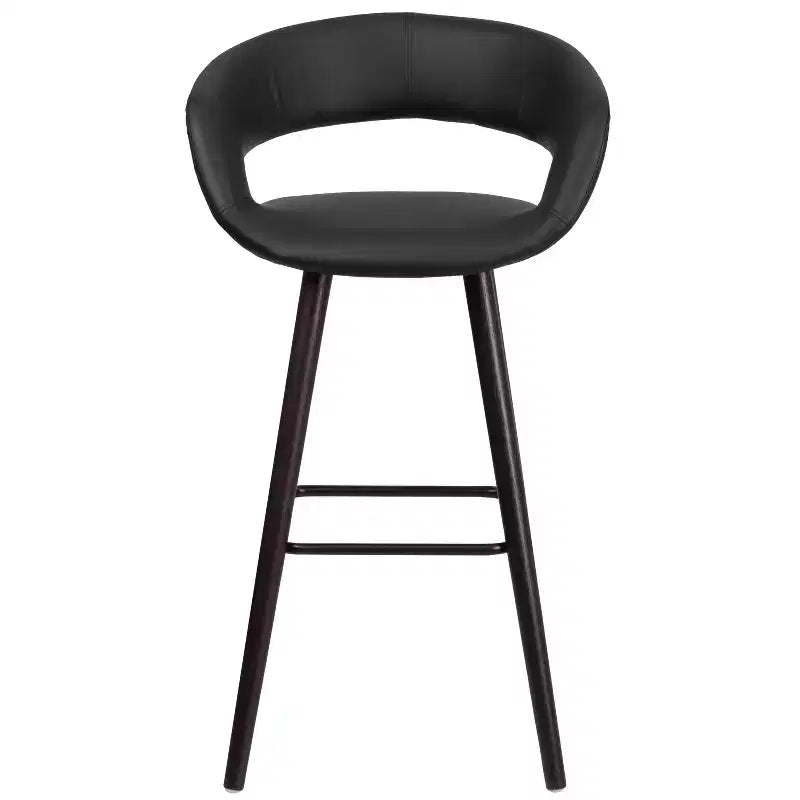 Tabouret de bar contemporain haut en vinyle avec cadre en bois couleur cappuccino