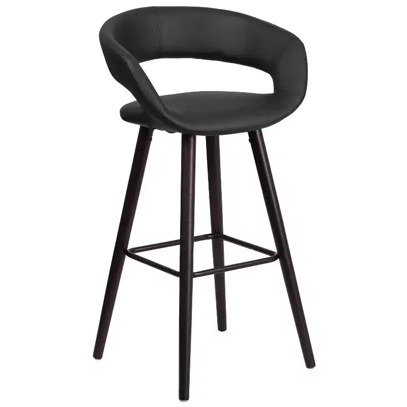 Tabouret de bar contemporain haut en vinyle avec cadre en bois couleur cappuccino