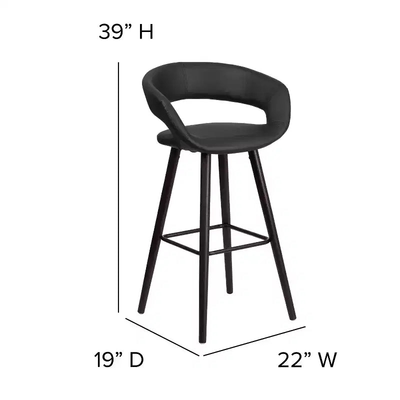 Tabouret de bar contemporain haut en vinyle avec cadre en bois couleur cappuccino