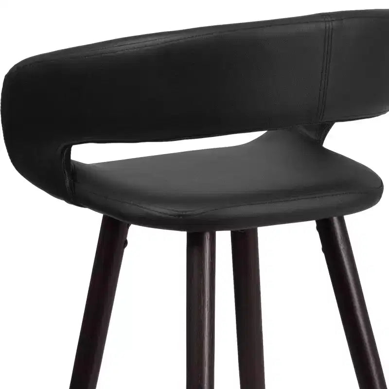Tabouret de bar contemporain haut en vinyle avec cadre en bois couleur cappuccino