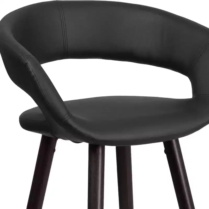 Tabouret de bar contemporain haut en vinyle avec cadre en bois couleur cappuccino