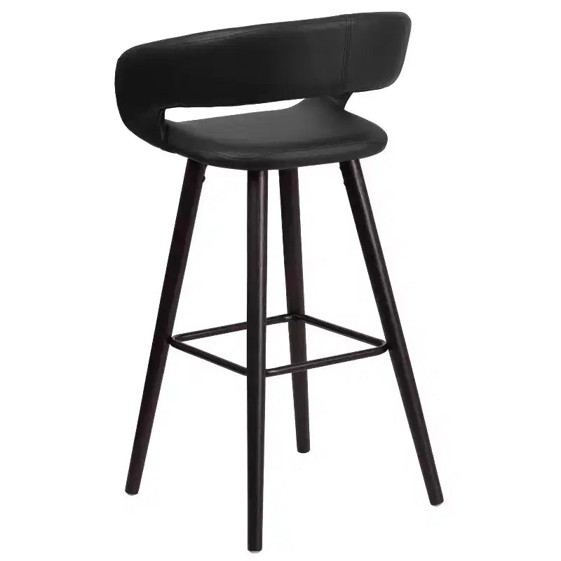 Tabouret de bar contemporain haut en vinyle avec cadre en bois couleur cappuccino
