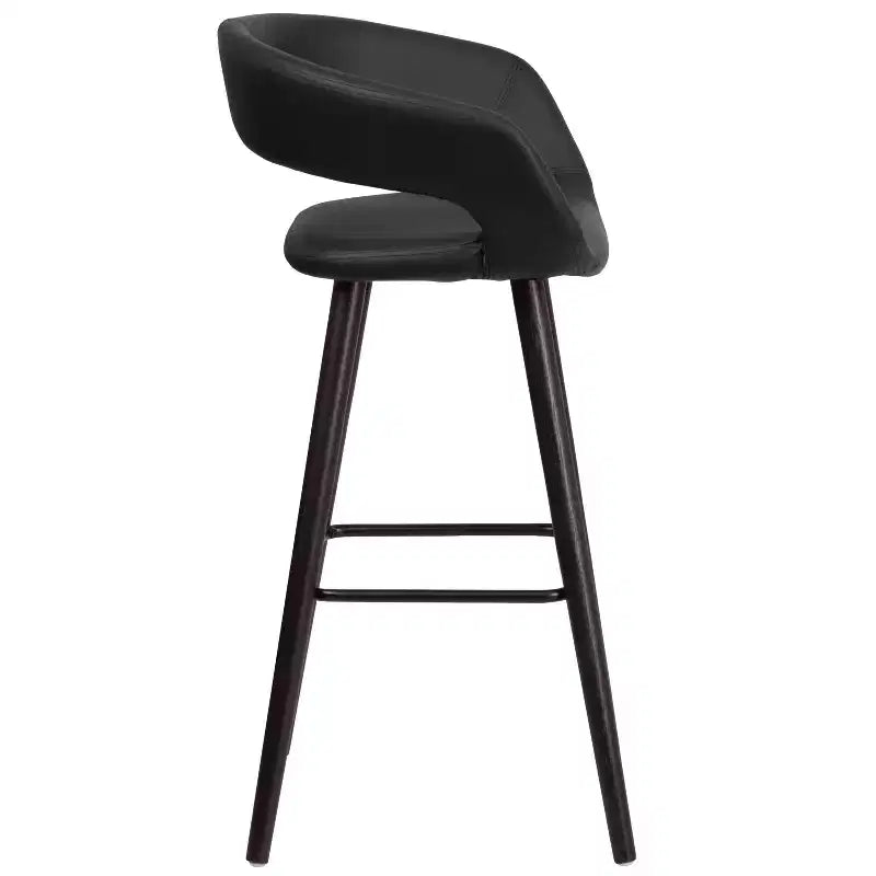 Tabouret de bar contemporain haut en vinyle avec cadre en bois couleur cappuccino