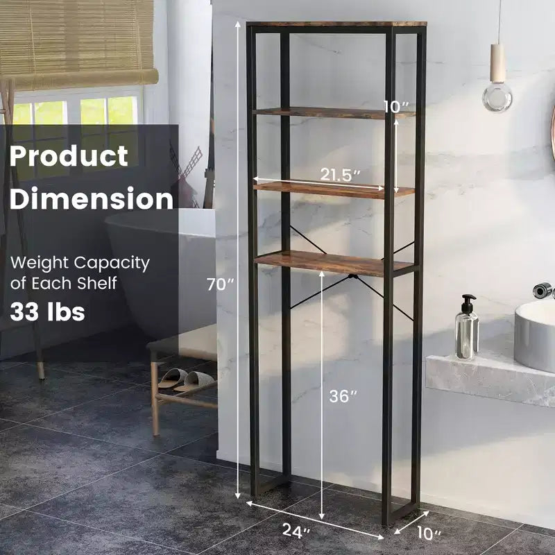 Étagère de rangement 4 niveaux au-dessus des toilettes, organisateur de salle de bain rustique