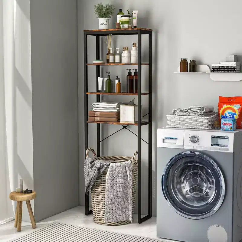Étagère de rangement 4 niveaux au-dessus des toilettes, organisateur de salle de bain rustique