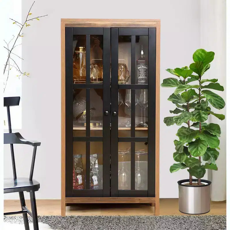 Armoire de rangement de ferme avec portes vitrées, Armoire de garde-manger haute