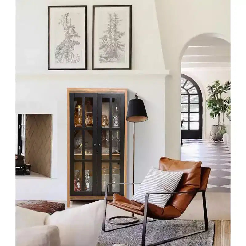 Armoire de rangement de ferme avec portes vitrées, Armoire de garde-manger haute