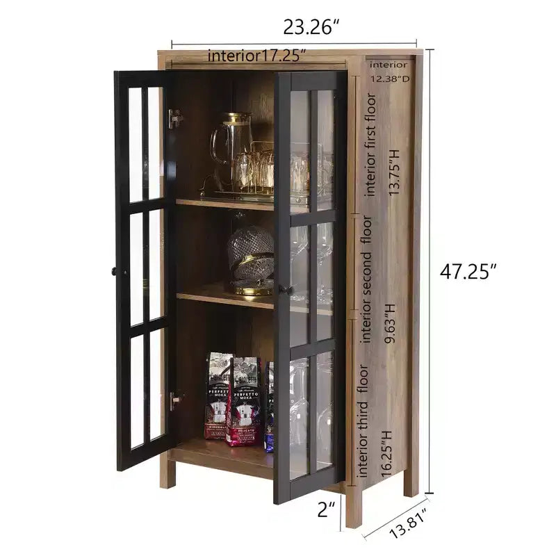 Armoire de rangement de ferme avec portes vitrées, Armoire de garde-manger haute