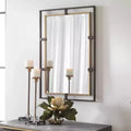 Miroir mural rectangulaire en bronze vieilli
