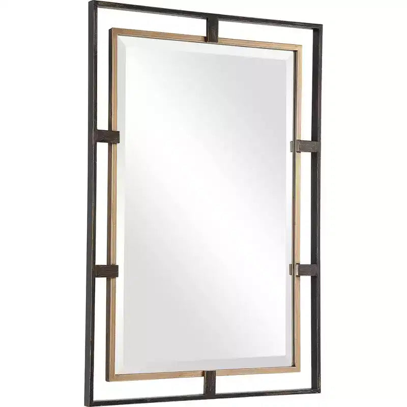 Miroir mural rectangulaire en bronze vieilli