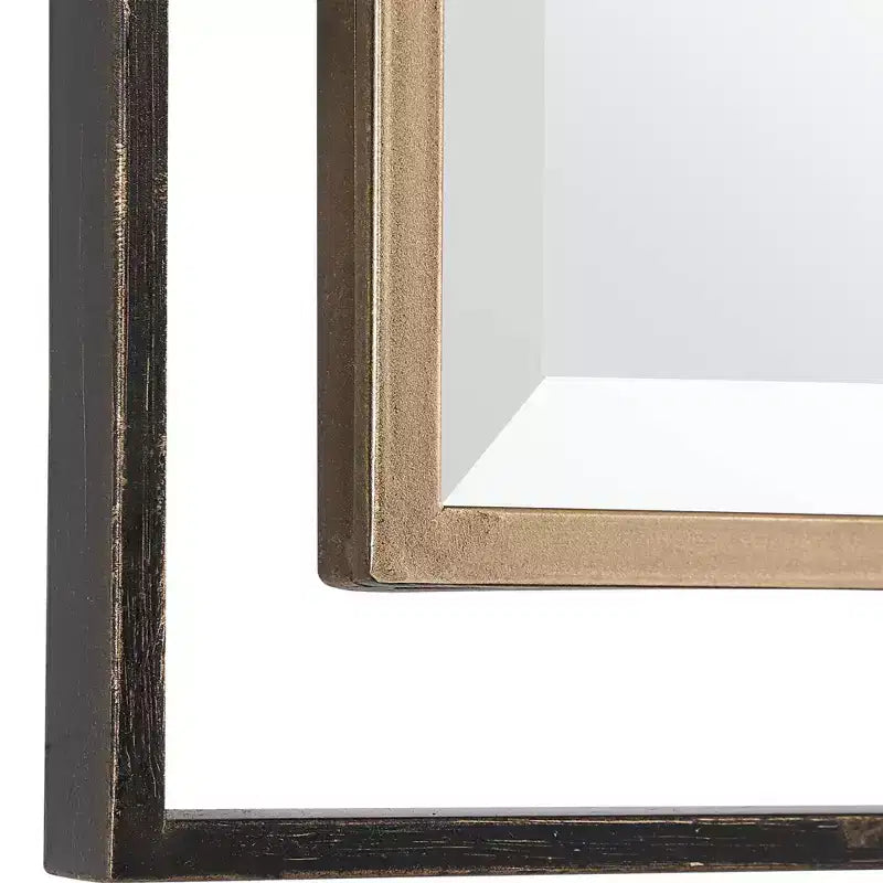 Miroir mural rectangulaire en bronze vieilli
