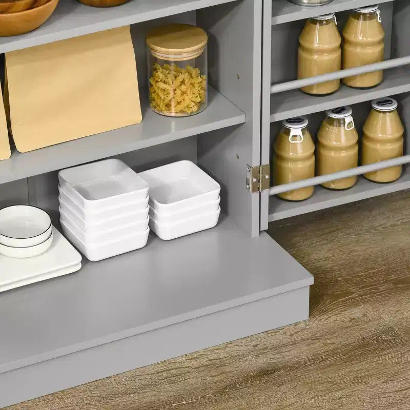 Garde-manger de cuisine, armoire de cuisine à 2 portes avec 5 étagères de rangement, 12 porte-épices