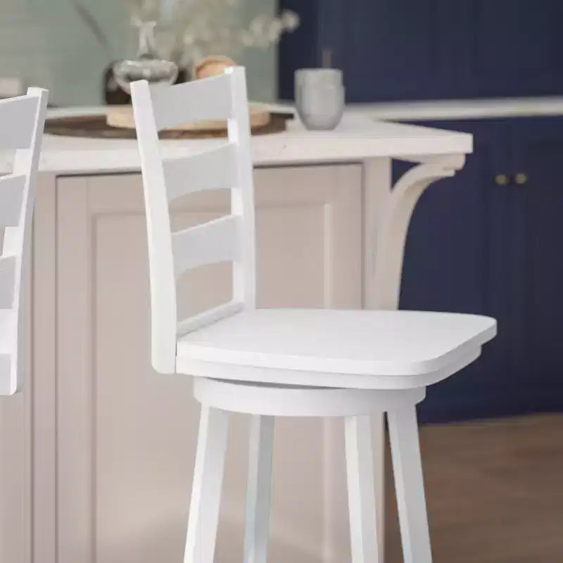 Tabouret de bar pivotant classique en bois à dossier échelle de qualité commerciale, hauteur bar