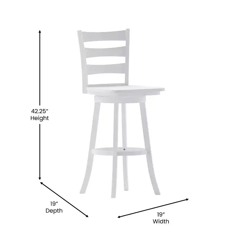 Tabouret de bar pivotant classique en bois à dossier échelle de qualité commerciale, hauteur bar