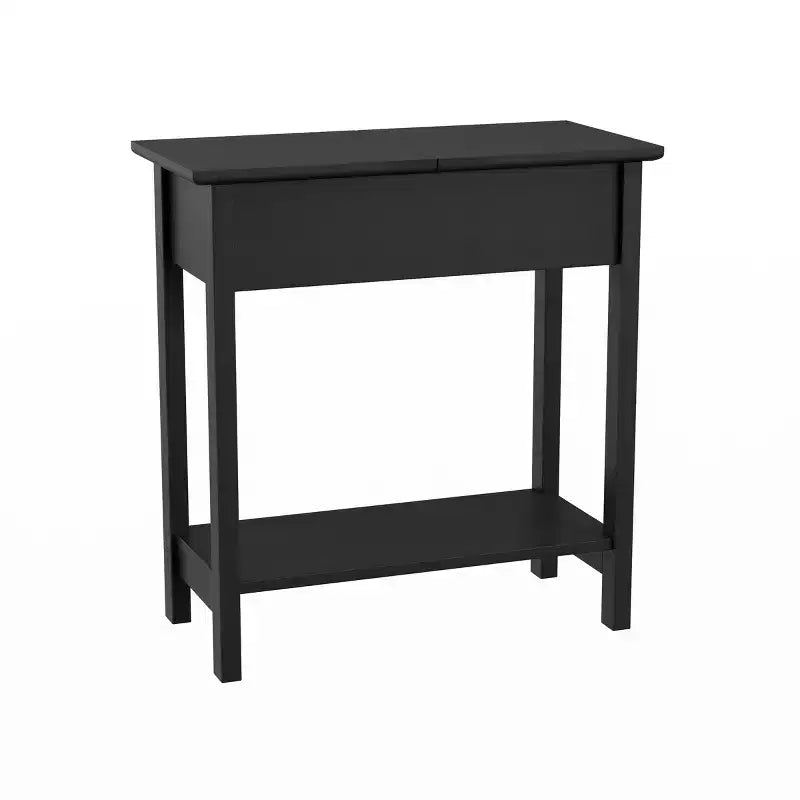 Table d'appoint étroite avec compartiment de rangement et étagère