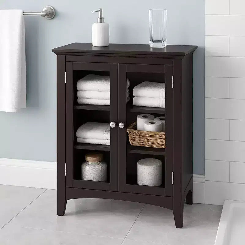 Meuble de rangement autoportant avec portes vitrées