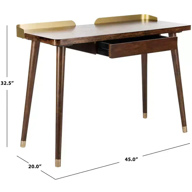 Bureau à un tiroir en noyer doré