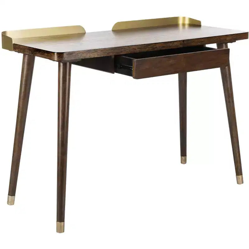 Bureau à un tiroir en noyer doré