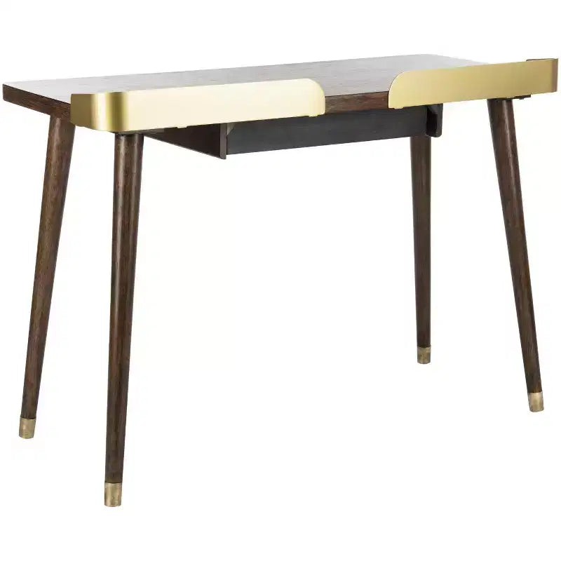Bureau à un tiroir en noyer doré