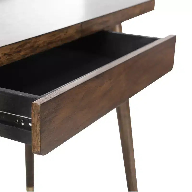 Bureau à un tiroir en noyer doré