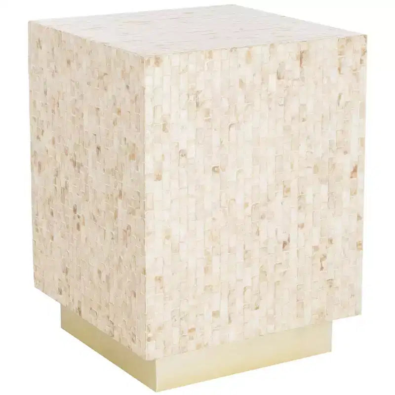 Table d'appoint Rect Mosaic Multicolore Beige/Or