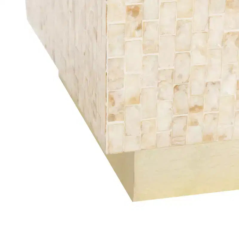 Table d'appoint Rect Mosaic Multicolore Beige/Or