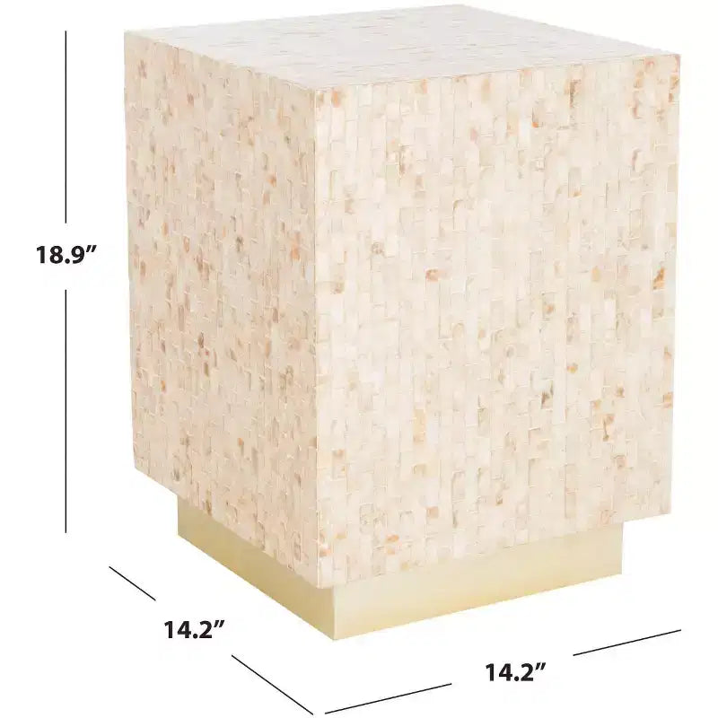 Table d'appoint Rect Mosaic Multicolore Beige/Or