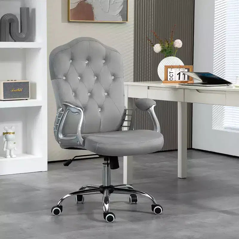 Chaise de bureau, Chaise d'ordinateur en velours, Chaise de bureau capitonnée