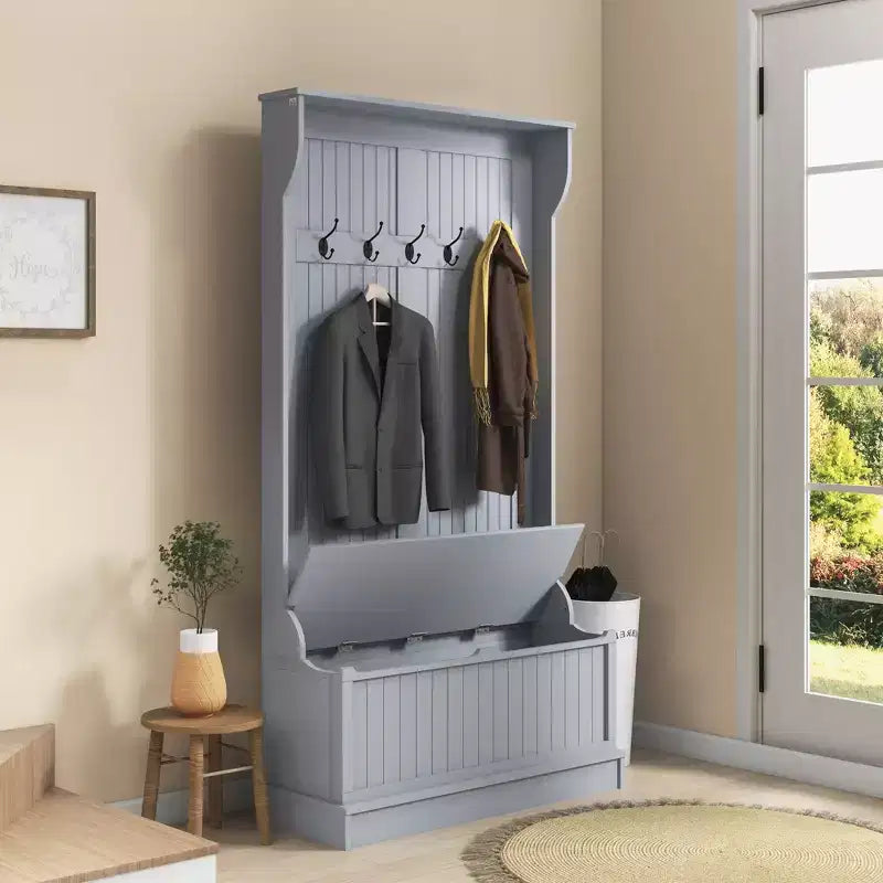 Banc de rangement avec porte-manteau