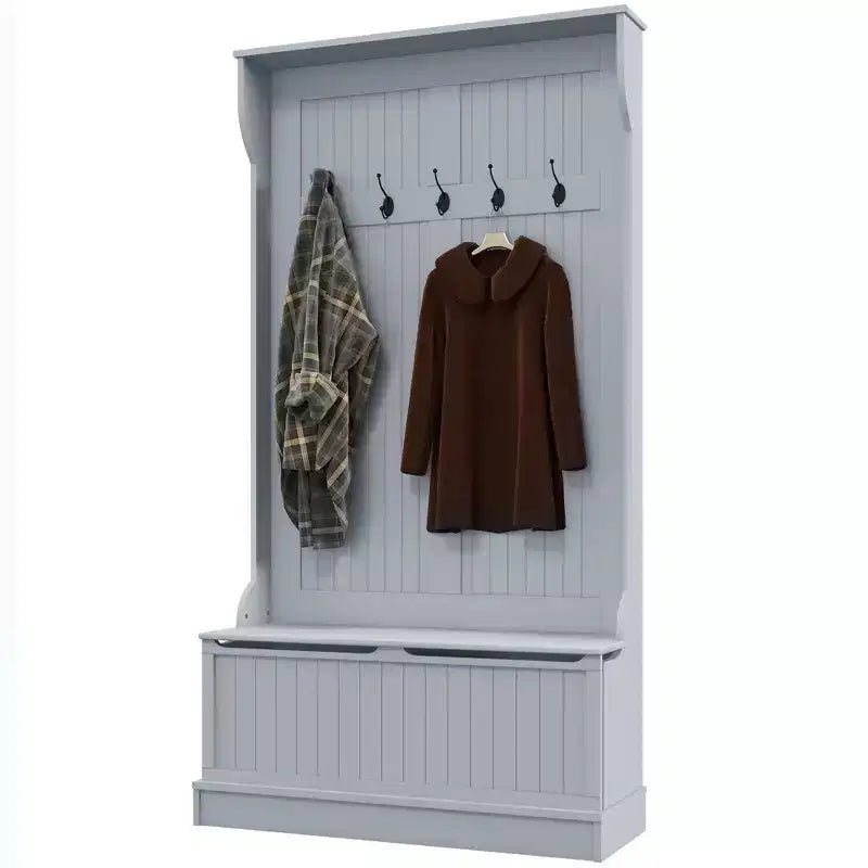 Banc de rangement avec porte-manteau