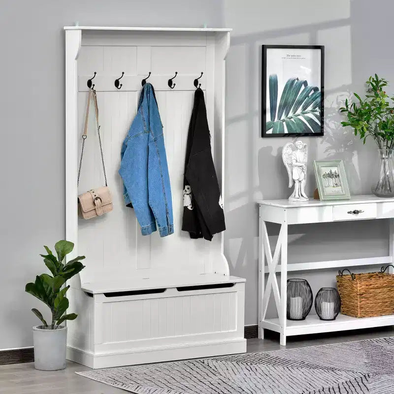 Banc de rangement avec porte-manteau