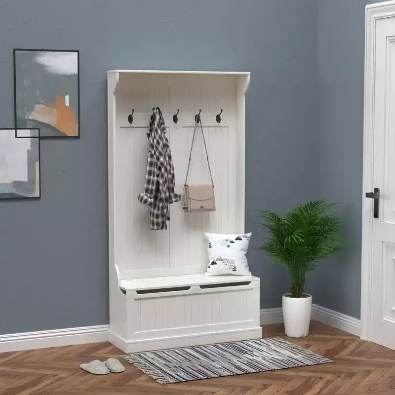 Banc de rangement avec porte-manteau