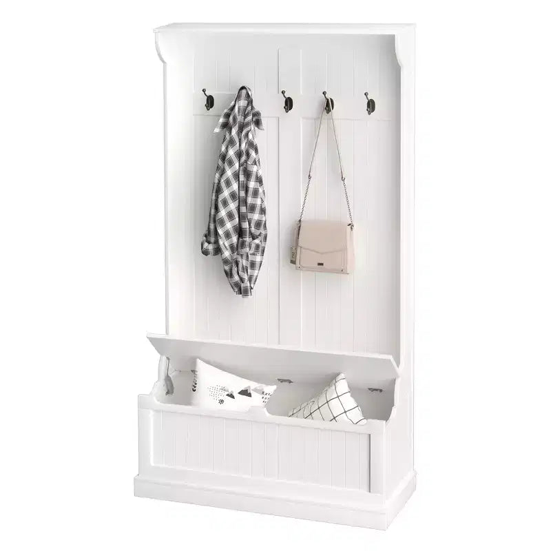 Banc de rangement avec porte-manteau