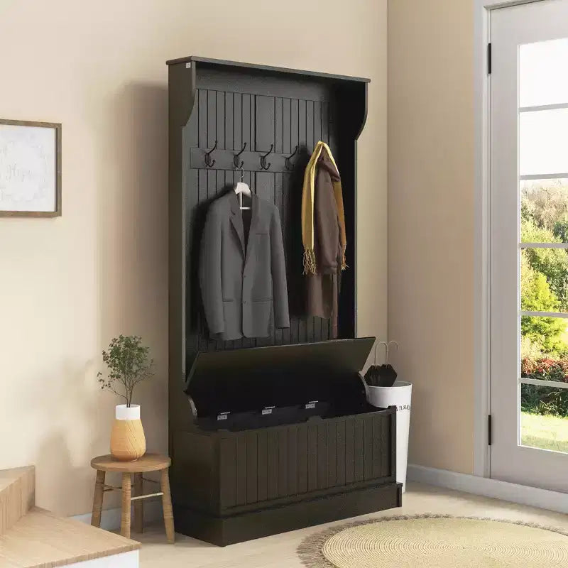 Banc de rangement avec porte-manteau