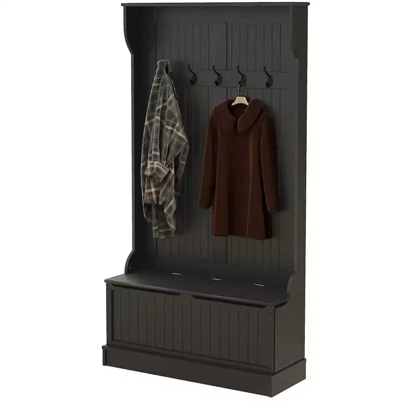 Banc de rangement avec porte-manteau