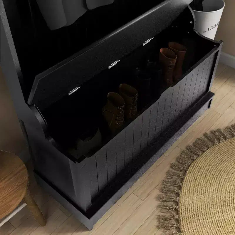 Banc de rangement avec porte-manteau
